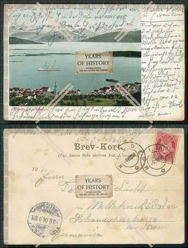 AK Norwegen Hilsen fra Melde Norge Kirkefärd Bucht Schiffe 1904 gel. 
