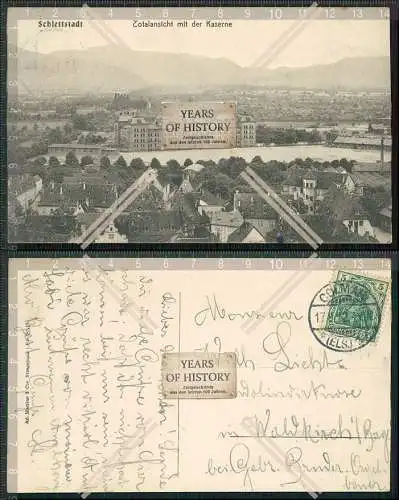 AK Sélestat Schlettstadt Elsass Bas Rhin König Karl-Kaserne 1912 gelaufen