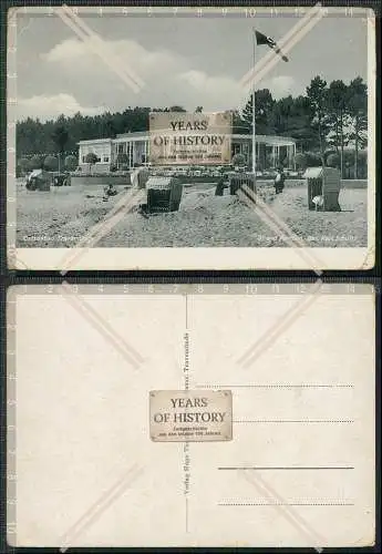 AK Lübeck Travemünde Strandpavillon Carl Schulz Terrasse Strand Strandkörbe 