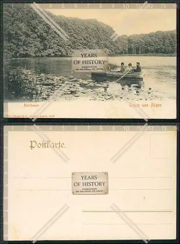 AK Insel Rügen Herthasee Waldpartie Damen im Ruderboot 1901