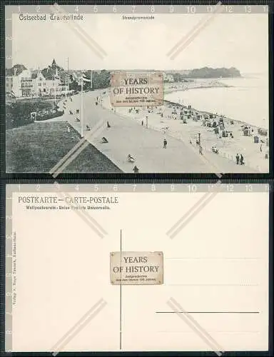 AK Lübeck Travemünde Strandpromenade Hotels Badegäste Strandkörbe Ostsee 19