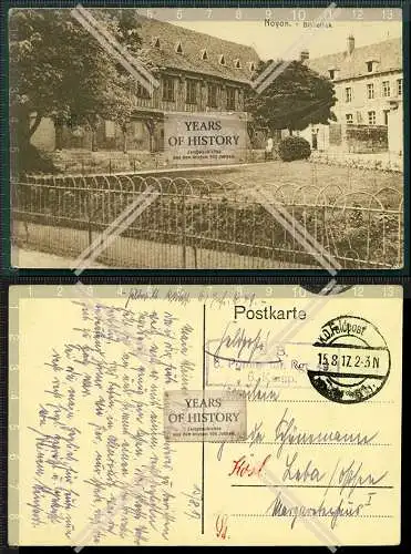 AK 1.WK Weltkrieg Noyon Bibliothek Feldpost gel. 1915-17 Belgien Frankreich