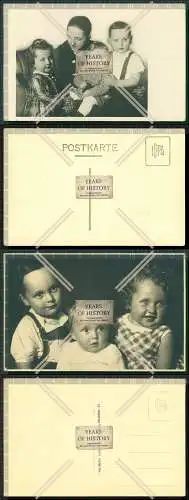 Foto AK 2x fröhliche Kinder Familie 1930-33