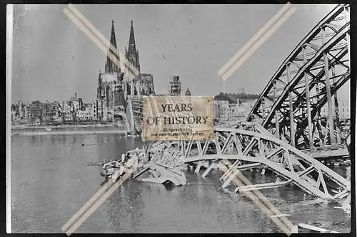 Foto Köln 1944-46 Brücke zerstört Rhein Dom