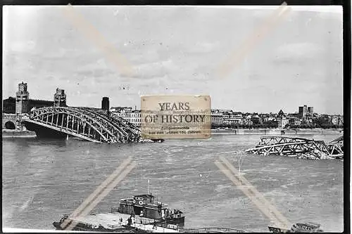 Foto Köln 1944-46 Brücke zerstört Rhein