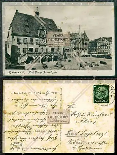 Orig. Foto AK Heilbronn Neckar Hotel Falken Pkw Oldtimer Mercedes Benz 1937 gel