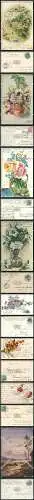 AK 8x Litho Künstler Karten mit Blumen uvm. alle Karten gel. 1901-06