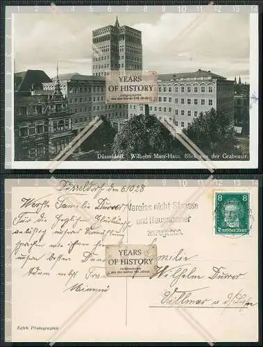 Foto AK  Düsseldorf Wilhelm Marx Haus von der Grabenstrasse aus gesehen 1928 g