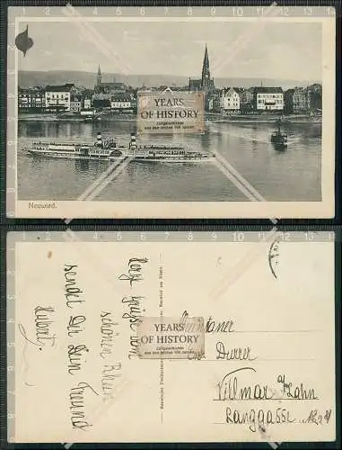 AK Neuwied Rhein Dampfer Kaiserin Auguste Victoria Hintergrund der Ort 1913 gel