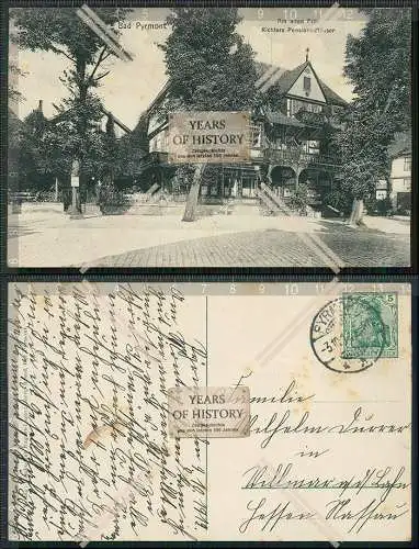AK  Ansichtskarte Bad Pyrmont Am alten Fritz Richters Pensionshäuser 1912 gela