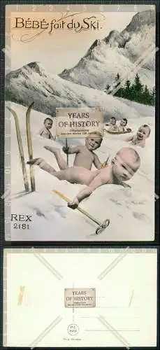 AK Ansichtskarte Postkarte Berge Babys Bebe fait du SKI REX 2181