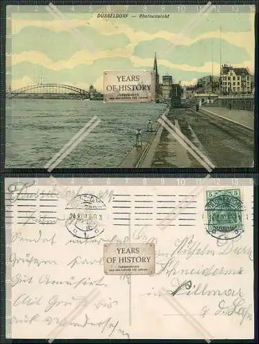 AK Ansichtskarte Postkarte Düsseldorf am Rhein Rheinansicht 1909 gelaufen