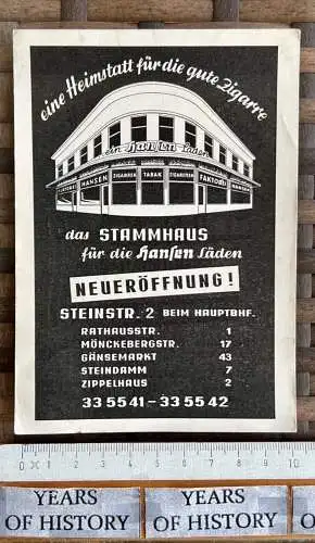 Postkarte Hamburg Neueröffnung Kaufhaus Stammhaus Hansen Läden Zippelhaus 1951