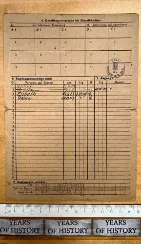 Familienausweis 1948 - Wirtschafts und Ernährungsamt Mülheim Ruhr W. Scharlibbe