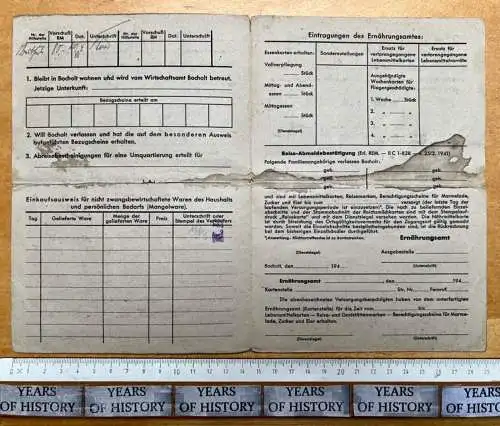 Ausweis für Teil-Fliegergeschädigte - Bocholt Münsterland 1945 Soldat J. Sieker