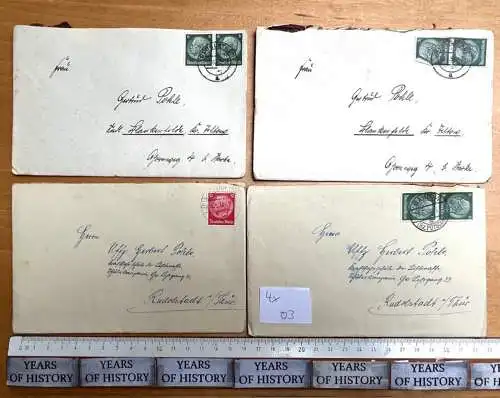 4x Brief 1938 Kraftfahrschule Luftwaffe Rudolstadt von H. Pohle aus Mahlow Bbg 3