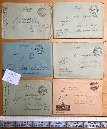 6x Feldpostbrief 09. 1941 FPN 19671 Ln.Rgt.15  H. Pohle aus. Blankenfelde Mahlow