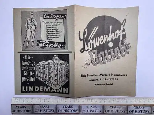 10. Heft Programm Mai 1939 Das Familien Löwenhof Variete Hannover Luisenstraße 5