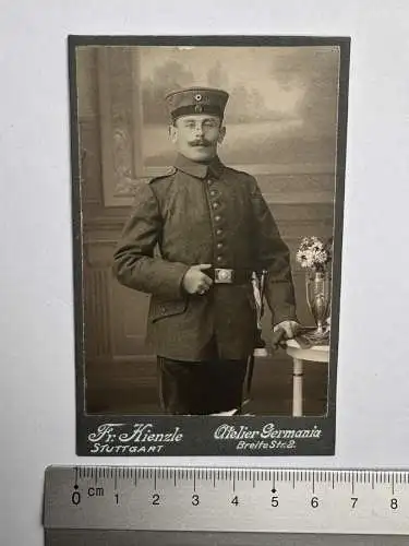 CDV Foto - Soldat in Uniform Standportrait - Stuttgart Atelier Germania