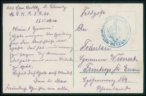 4x AK Metz + Strasbourg Straßburg Elsaß Bas Rhin Feldpost 1914 n. Essen Frintrop