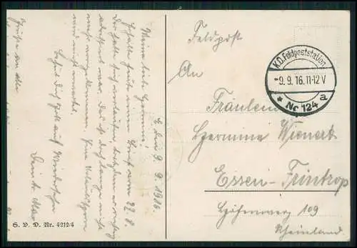 4x Künstler AK A. Herzing Serie 4212 Junge Dame Feldpost 1916 n. Essen Frintrop