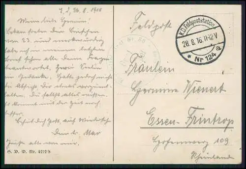 4x Künstler AK A. Herzing Serie 4212 Junge Dame Feldpost 1916 n. Essen Frintrop