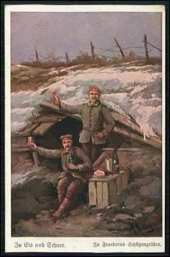 6x AK M. Gillis In Eis und Schnee Serie 222-227 Feldpost 1916 n. Essen Frintrop