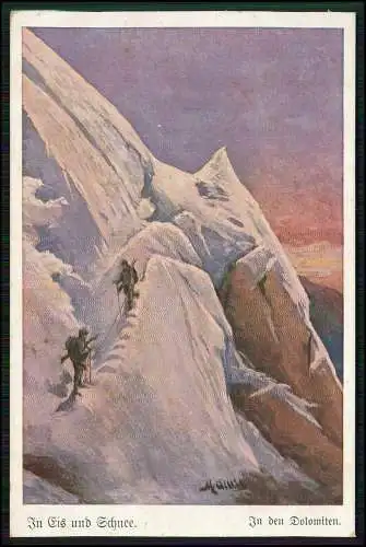 6x AK M. Gillis In Eis und Schnee Serie 222-227 Feldpost 1916 n. Essen Frintrop