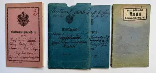 Militärpaß Soldbuch Zivilversorgungsschein W. Mann Montabaur Westerwald geb 1874