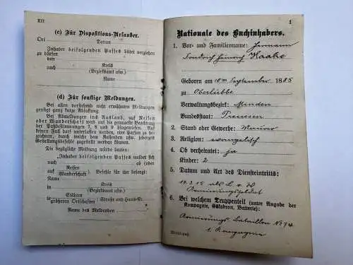 Militärpaß Haake Oberlübbe Hille Hüllhorst Minden Arm. Batl. 74 + Wirt. Kom. 269