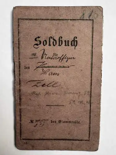 Soldbuch Hans Zell aus Rüdesheim 1893 geboren - 52 Reserve Pionier Kompanie