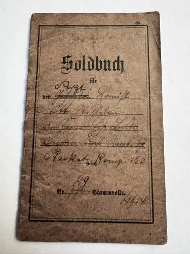 Soldbuch Landwehr Infanterie Regiment 87 Ersatzbataillon + Starkstrom Kompanie