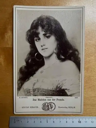 CAB Foto das Mädchen aus der Fremde Gustav Schauer Gemälde Kabinettkarte um 1895