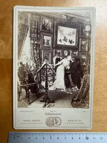 CAB Foto Schlussakkord Liebespaar Kuss Musik Gustav Schauer Kabinettkarte 1895
