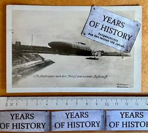 Foto AK 1. WK Marine Zeppelin Luftschiff Zeebrügge nach Kampf gestrandet 1915-17