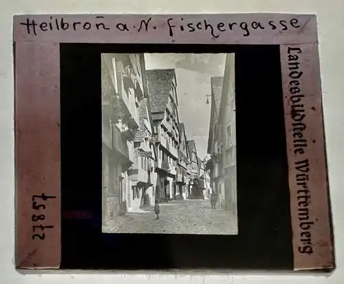 Dia 1936 Heilbronn am Neckar Fischergasse 5x5 cm Landesbildstelle Württemberg BW