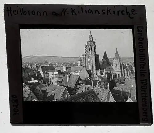 Dia 1936 Heilbronn Neckar Kilianskirche Häuser Luftbild 5x5cm Landesbildstelle