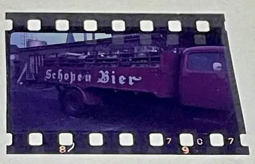 2x Farbdia 1957 Fahrzeug der Brauerei Schopen Bedburg Kirchherten Firmengelände
