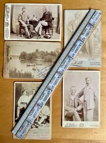 5x CAB Foto Südafrika Kimberley 1890 Ruderpartie Damen u. Herren m. Wein Pfeife