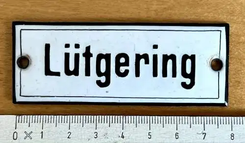 Orig. um 1935 Emailleschild Emaille Namensschild Lütgering 8x3 cm leicht gewölbt