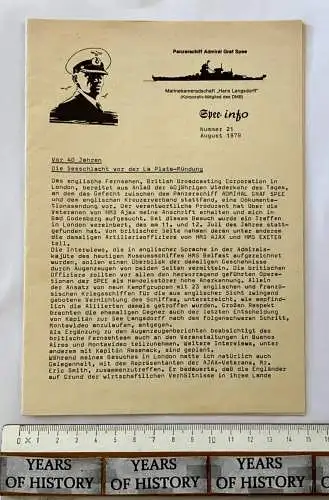 Heft Spee info Nr. 21 August 1979 Panzerschiff Admiral Graf Spee Hans Langsdorff