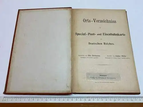 Beckmann, Special-Post u. Eisenbahnkarte des Deutschen Reiches Orts-Verzeichnis