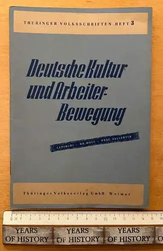 Deutsche Kultur und Arbeiterbewegung - Thüringer Volksschriften 1946 Heft 3. DDR