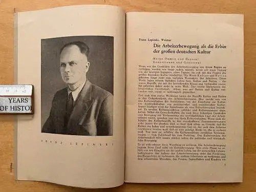 Deutsche Kultur und Arbeiterbewegung - Thüringer Volksschriften 1946 Heft 3. DDR