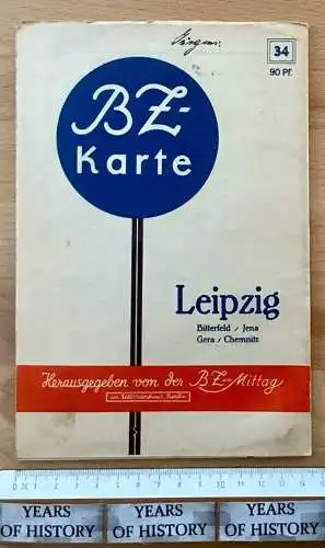 BZ-Karte 34 Leipzig Bitterfeld Jena Gera Chemnitz 1 : 250.000. farbige Faltkarte