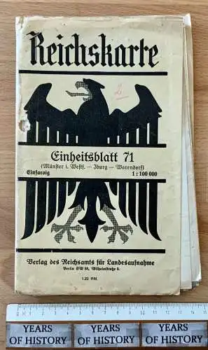 Reichskarte Einheitsblatt 71 ( Münster Westfalen Iburg Warendorf ) einfarbig