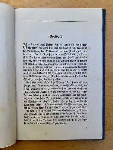 Spielen Tummeln Turnen von 1929 - an Barren Pferd Bock Kasten Tisch Turnlehre