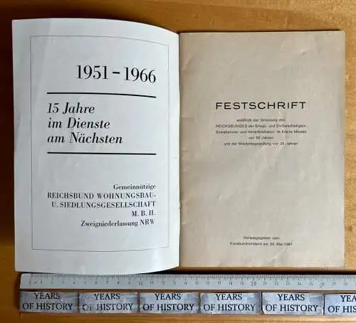 Festschrift 1951-66 Reichsbund Minden 50 Jahre Dienst am Nächsten 38 Seiten