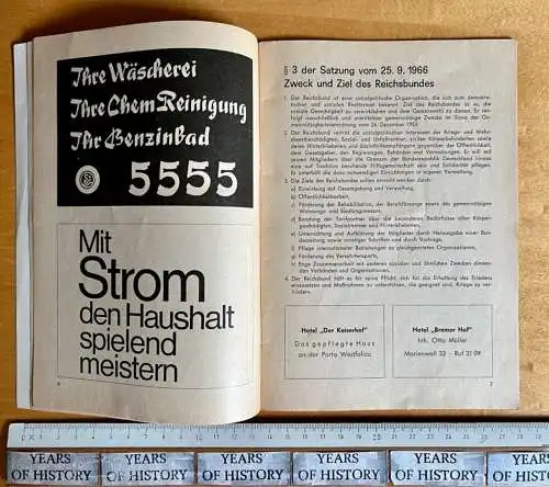 Festschrift 1951-66 Reichsbund Minden 50 Jahre Dienst am Nächsten 38 Seiten