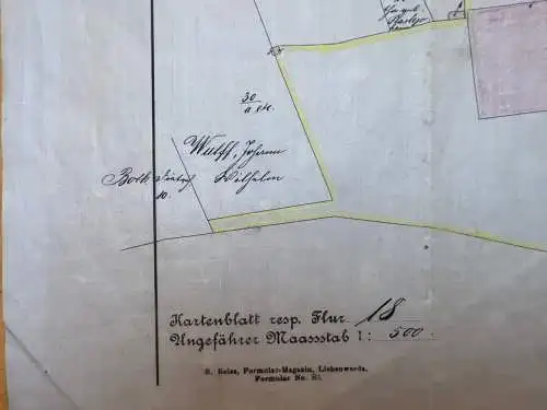 Handzeichnung Königliches Katasteramt Pinneberg Elmshorn Both Sandweg von 1886